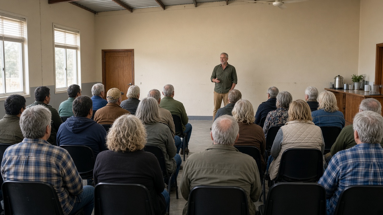 Community hall meeting in a rural South Australian setting