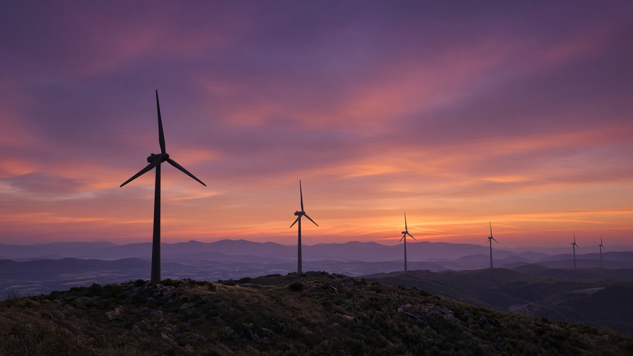 Long-exposure wind turbines under a star field